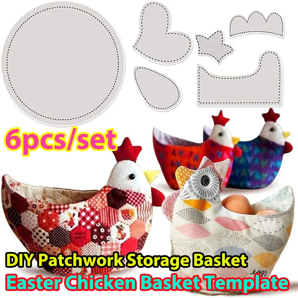 6pcs/set Easter Chicken Basket Template Quilting Ruler Sewing Stencil