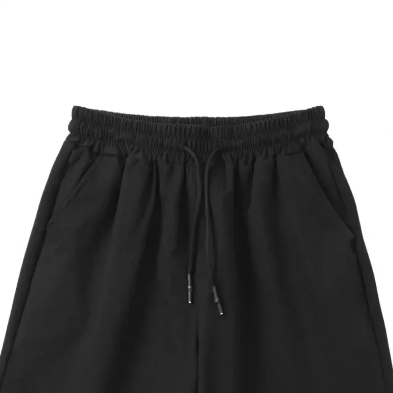 2024 New Men Baggy Sweatpants Shorts Straight Wide Casual Elastic Waist Black Gray Jogging Male Knee Length Short Pants 6