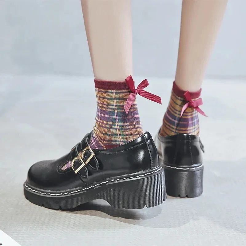 Japanese Literary Retro Lolita Women Pumps Mary Janes Shoes Round Toe Student Girl Platform T-Strap Buckle Bullock Shoes 5