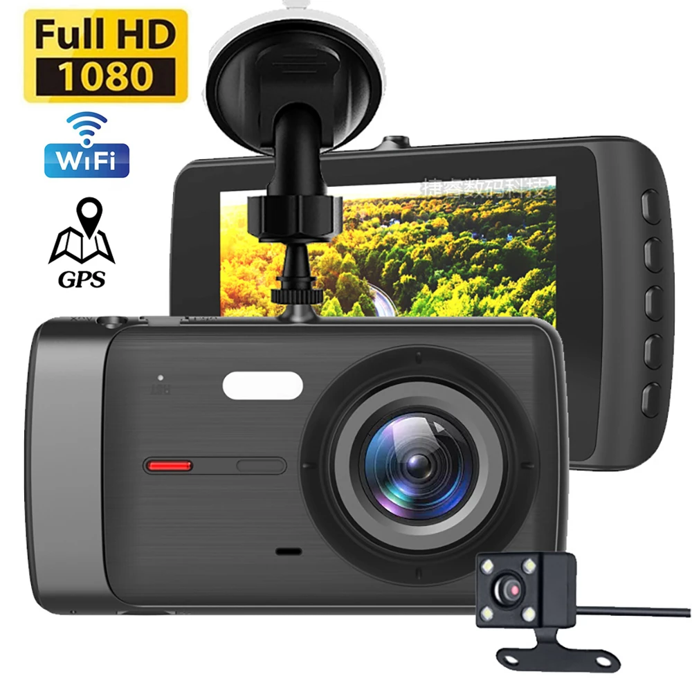 

Видеорегистратор автомобильный, Wi-Fi, 4,0 дюйма, Full HD, 1080P