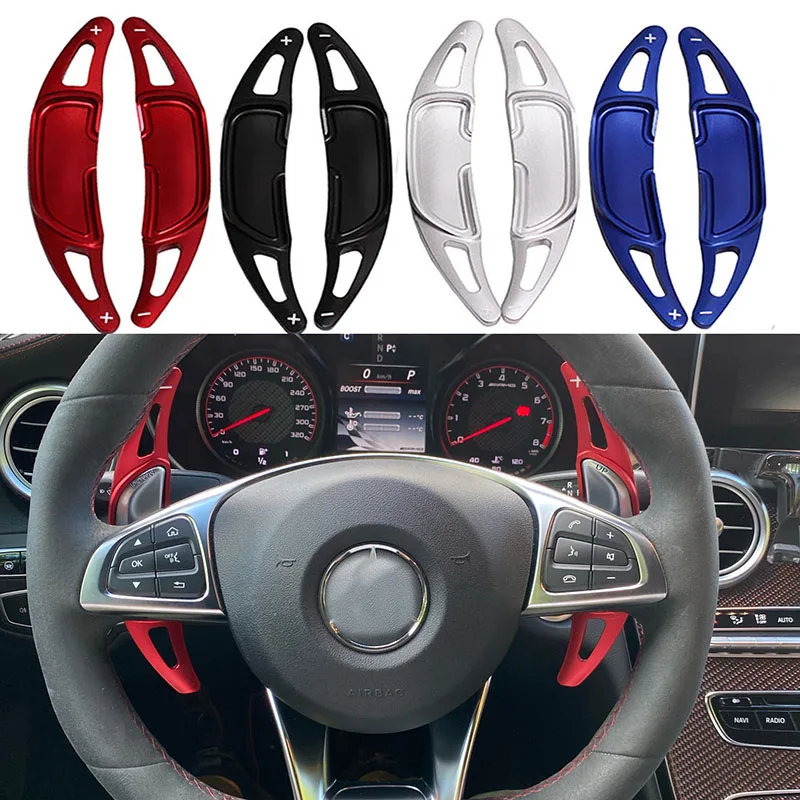 메르세데스-벤츠 GLC GLA AMG MB A35 GLS63 CLA45 GLE63 2015-2019 시프터 확장 자동차 스타일링 용 스티어링 휠 시프트 패들