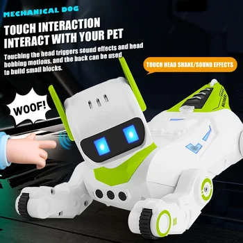 Cane Robot Telecomandato, Giocattolo Intelligente RC, Cucciolo 2.4G 4WD con Luci e Suoni, Regalo di Natale