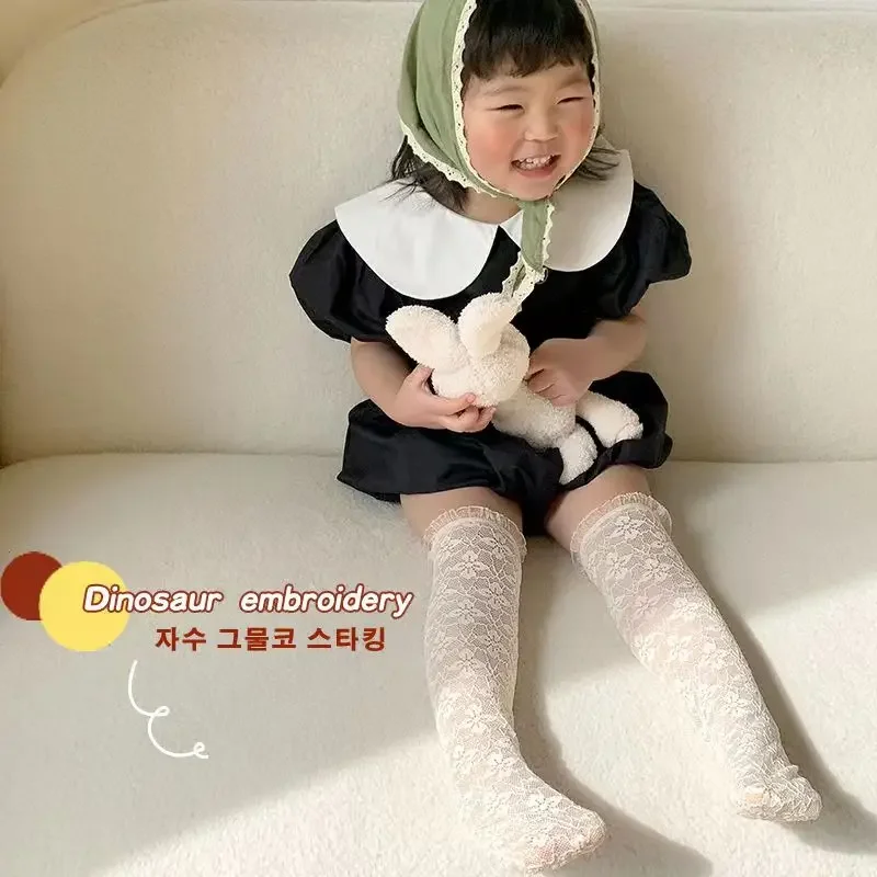Kids Socks Lolita Girl Infant Socks Baby Mesh Lace Calf Stockings Sweet Cherry Blossom Princess Spanish Children Soft Hollow Tights