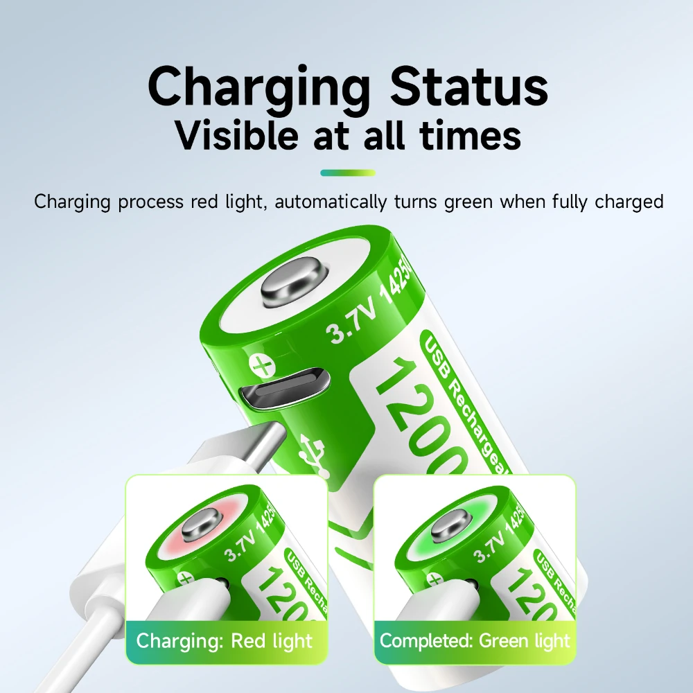 3.7V ER14250 LS14250 Rechargeable Battery Type C USB Port Charging 14250 1/2 AA Li-Ion Batteries for Dog Collar Gas Meter Server