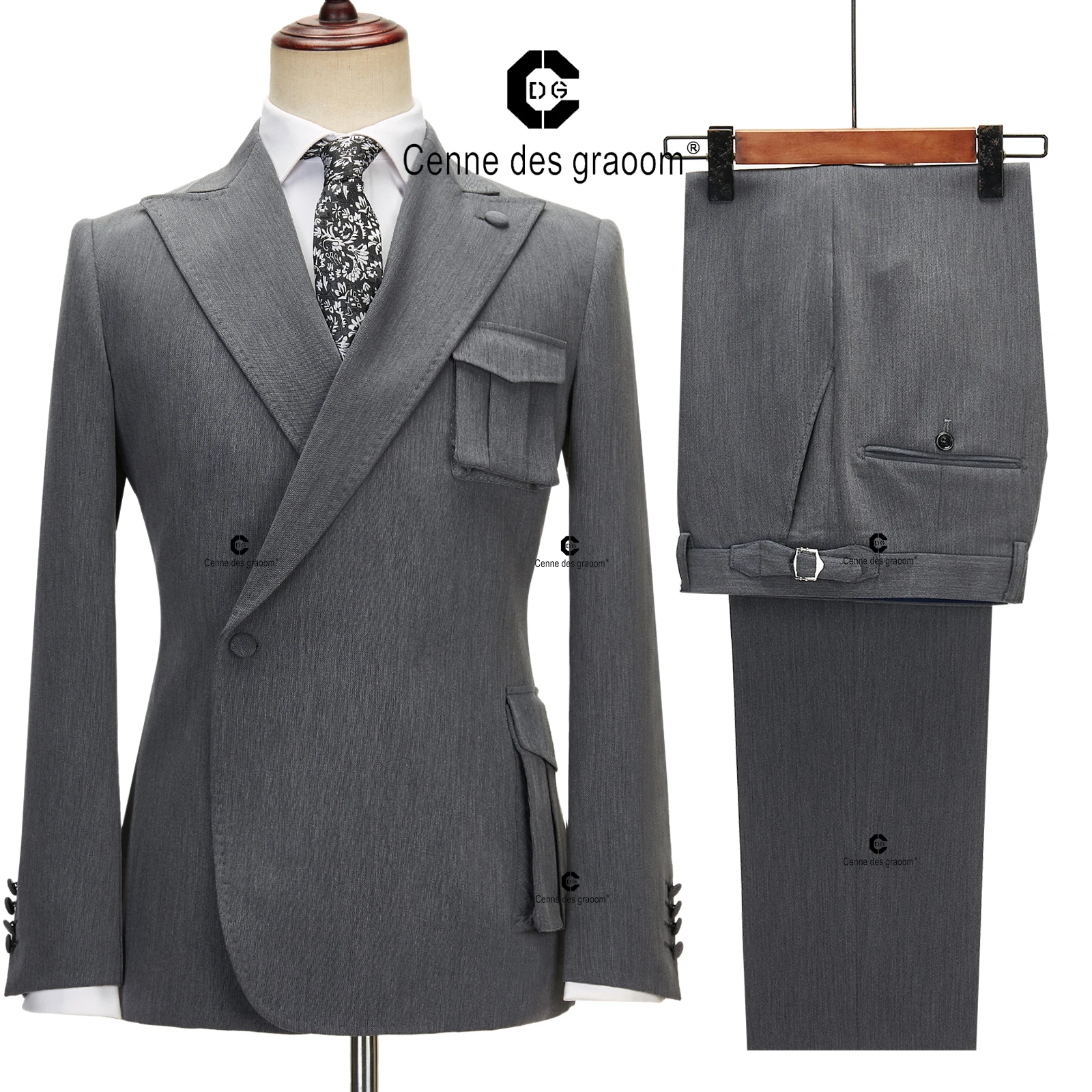 

Bosdan Gulden Spacial Pocket Men 2 Pcs Suits Set Formal Slim Fit Tuxedo Prom Suits Male Groom Wedding Blazers Solid Color Jacket