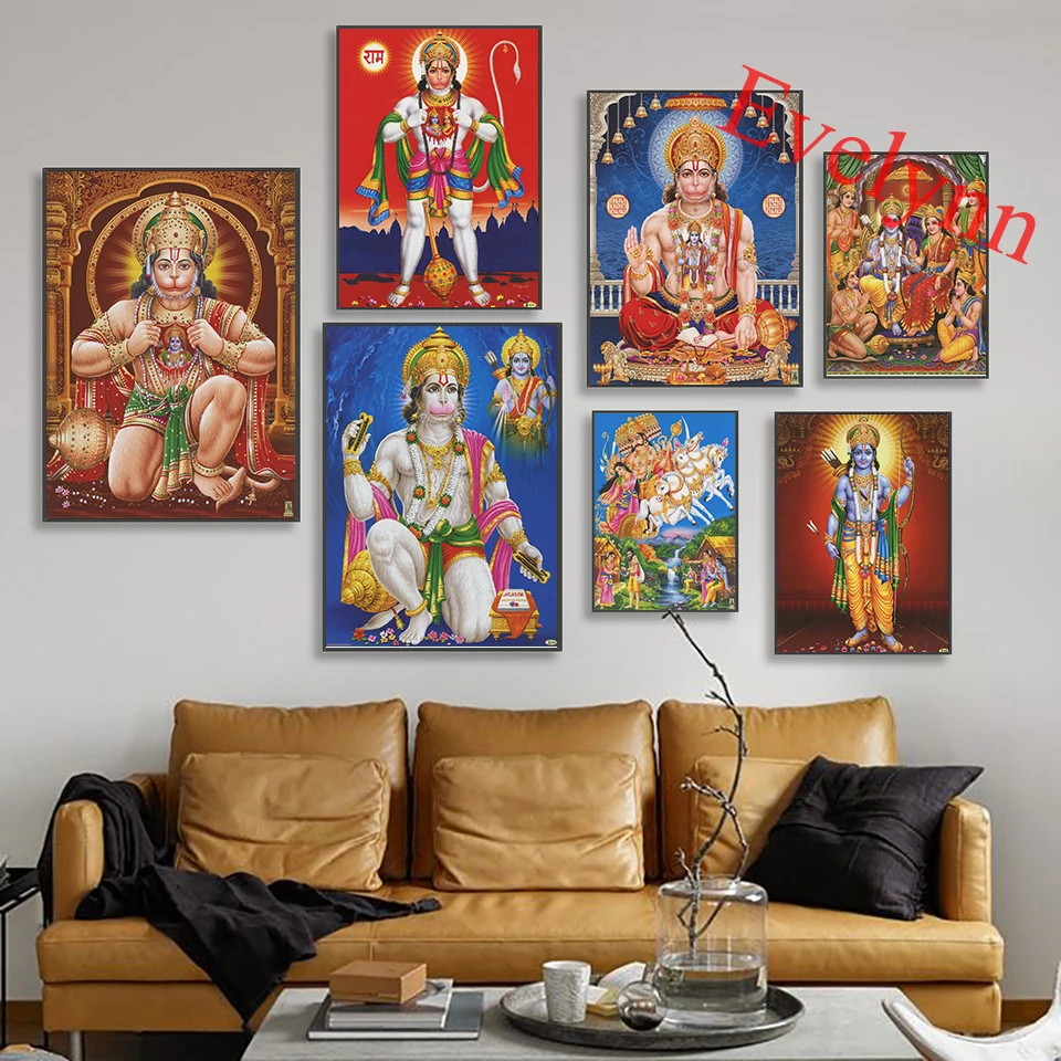 Salon Beauté Sita Affiche en toile Vintage, bouddhisme indien, Hanuman Rama & Sita, maison  moderne, salon, imprimés, peinture d'art mural, cadeau | AliExpress