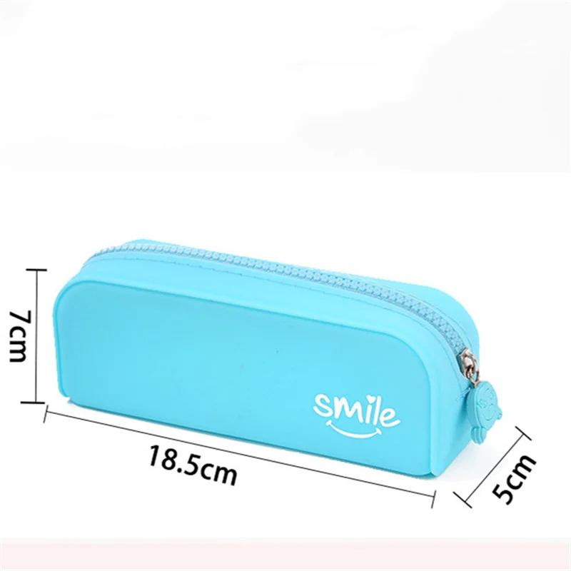 Waterproof Soft Silicone Pencil Case School Student Zipper Large Capacity  Pen Stationery Makeup Storage Bag Organizer Kids Gift