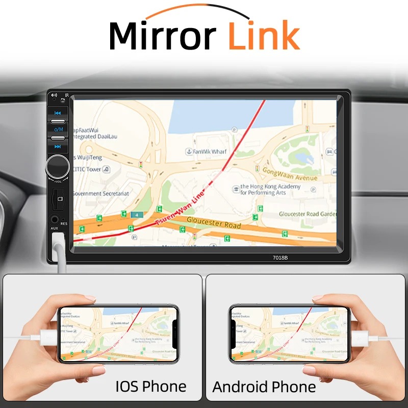 7 Inch Car Radio 1 Din Multimedia MP5 Player Mirror Link Touch Screen FM ISO Power Aux Input Bluetooth USB Autoradio