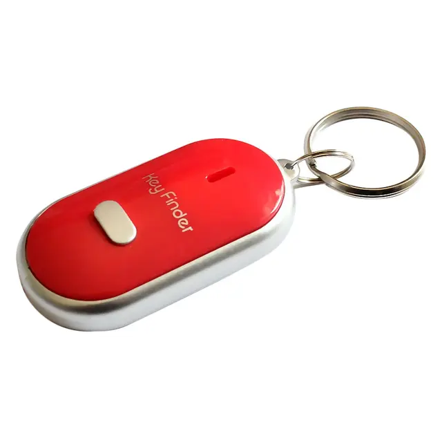 Smart Search Locator Anti-lost Key Finder Keychain Whistle Beep Sound Control LED Flashlight Portable Car Key Finder Red