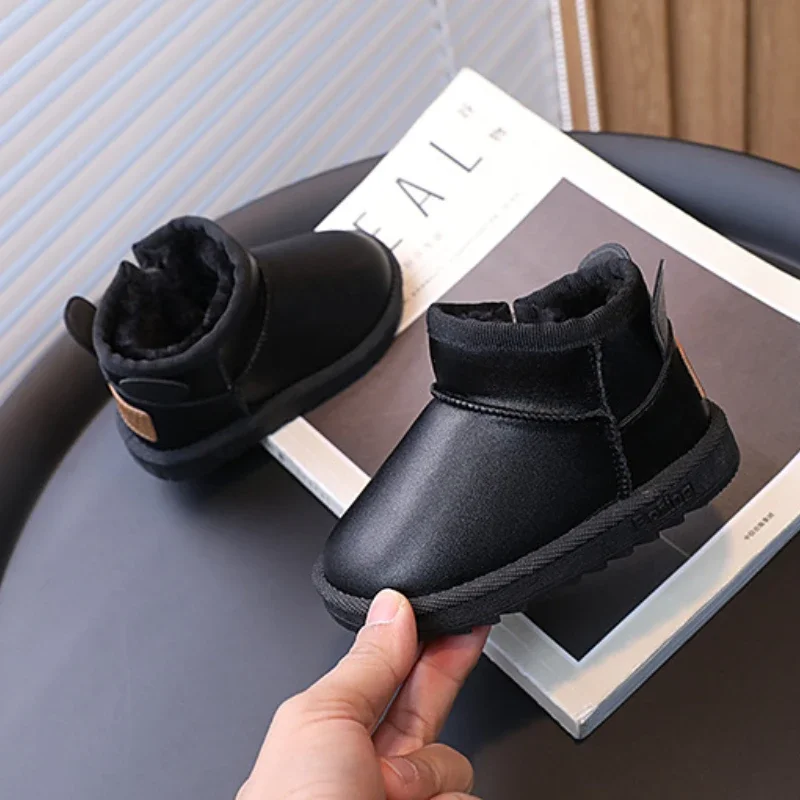 Cotton Snow Boots for Kids Black Beige Winter