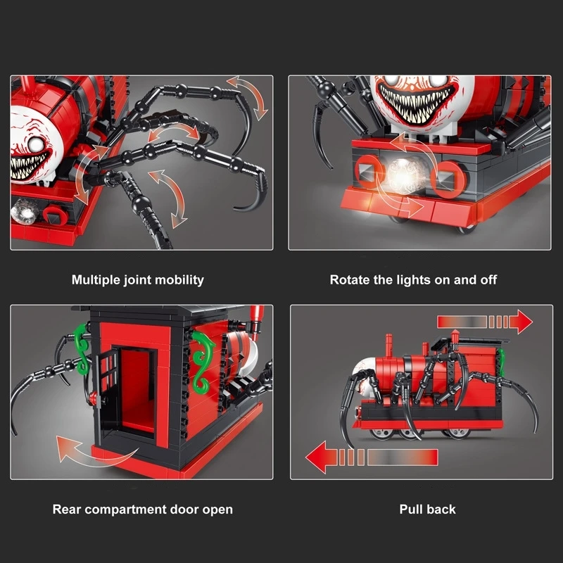 Spider Train Cartoon Monster Steam Trains Moc Game Building Blocks Choo-Choo Charles HorrorsBricks Toys for Children 2