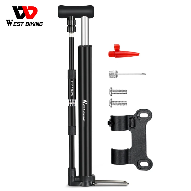

WEST BIKING мини велосипедный напольный насос с манометром CNC из алюминиевого сплава Aire насос для MTB шоссейного велосипеда баскетбольный насос