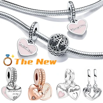 925 Silver Family Series Charm Mother's Day Gift Mother&Daughter Beads Fit Pandora Original Bracelets Fashion DIY Woman Jewelry 1