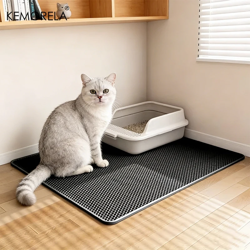 Heavy-Duty 2-in-1 EVA Cat Litter Mat With Odor-Resistant Non-Slip Surface Durable Compatible With Litter Trays/Boxes_voghion.com