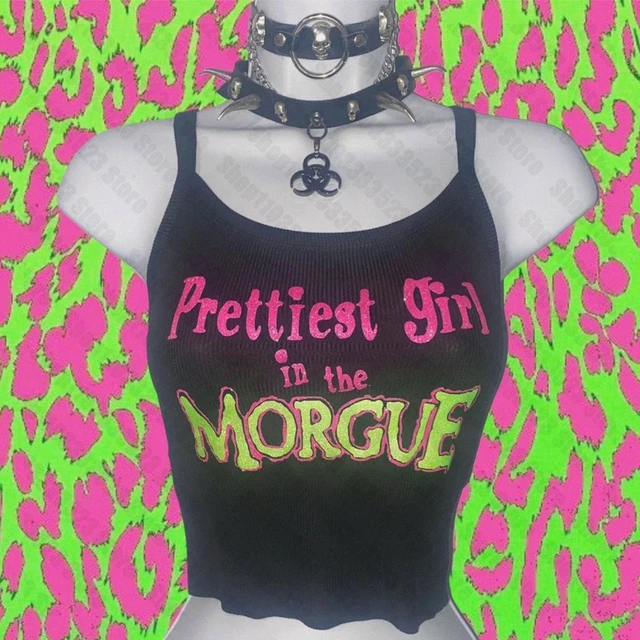 Punk Emo filles Y2K vêtements pour femmes hauts courts été 2000s Harajuku fée grunge gilet mode gothique lettre imprimer débardeurs 1