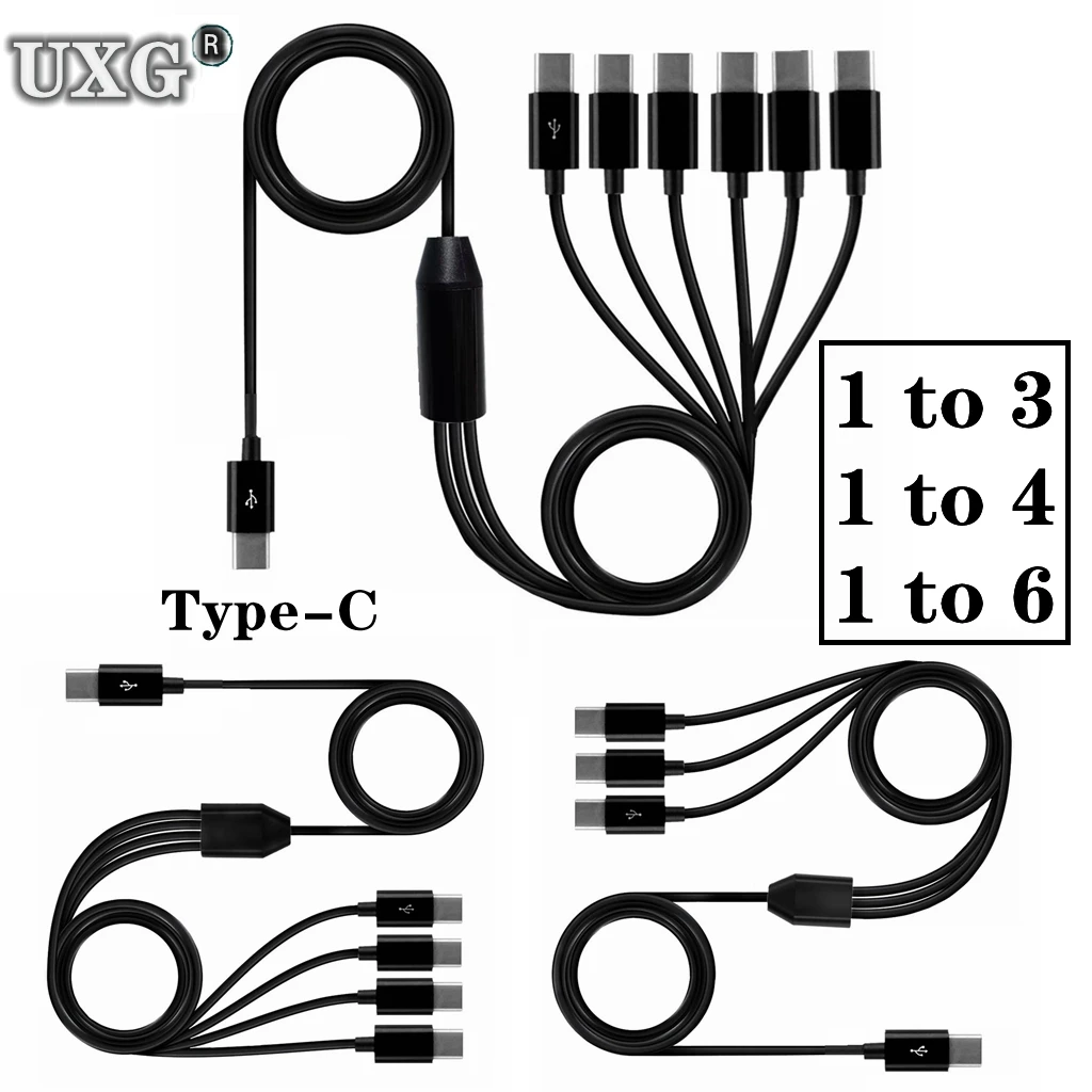 Usb C Type-C Maschio A 3 4 6 Porte Tipo C Maschio Y Splitter Cavo Multiplo Per Data Di Ricarica Rapida Cavo 1.5M 0.5M 1M Per Tablet Smartphone
