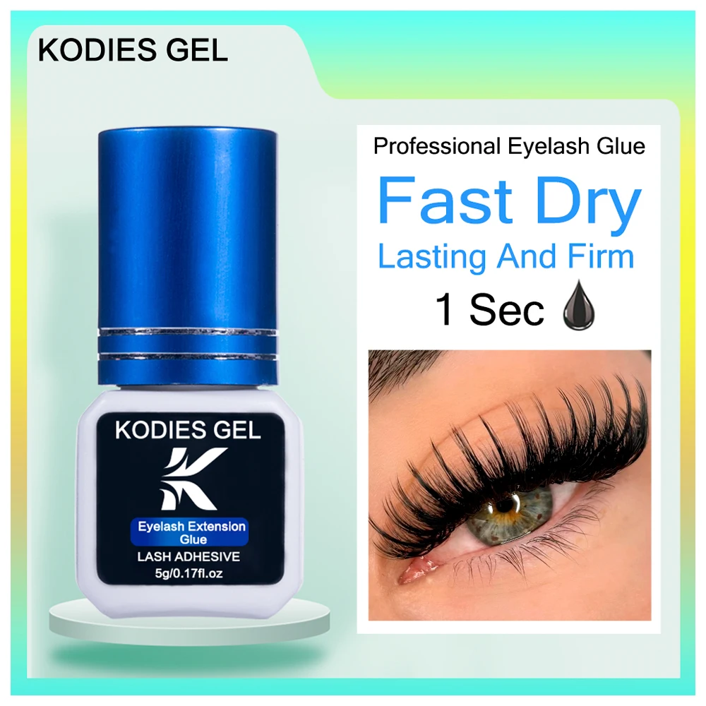 Kodies Gel New Eyelash Extension Glue 5G 1S Fast Dry Black Eye Lashes Colla Extra Strong Semi Permanent Bonder Ultime 7-8 Settimane