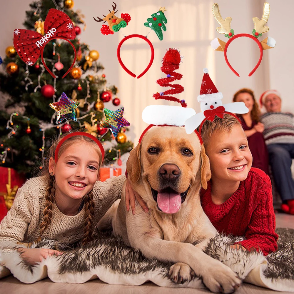 Christmas Headband Santa Claus Elk Xmas Snowman Headdress Hair Hoop Kids Adults Favor Christmas Decoration For Home Navidad
