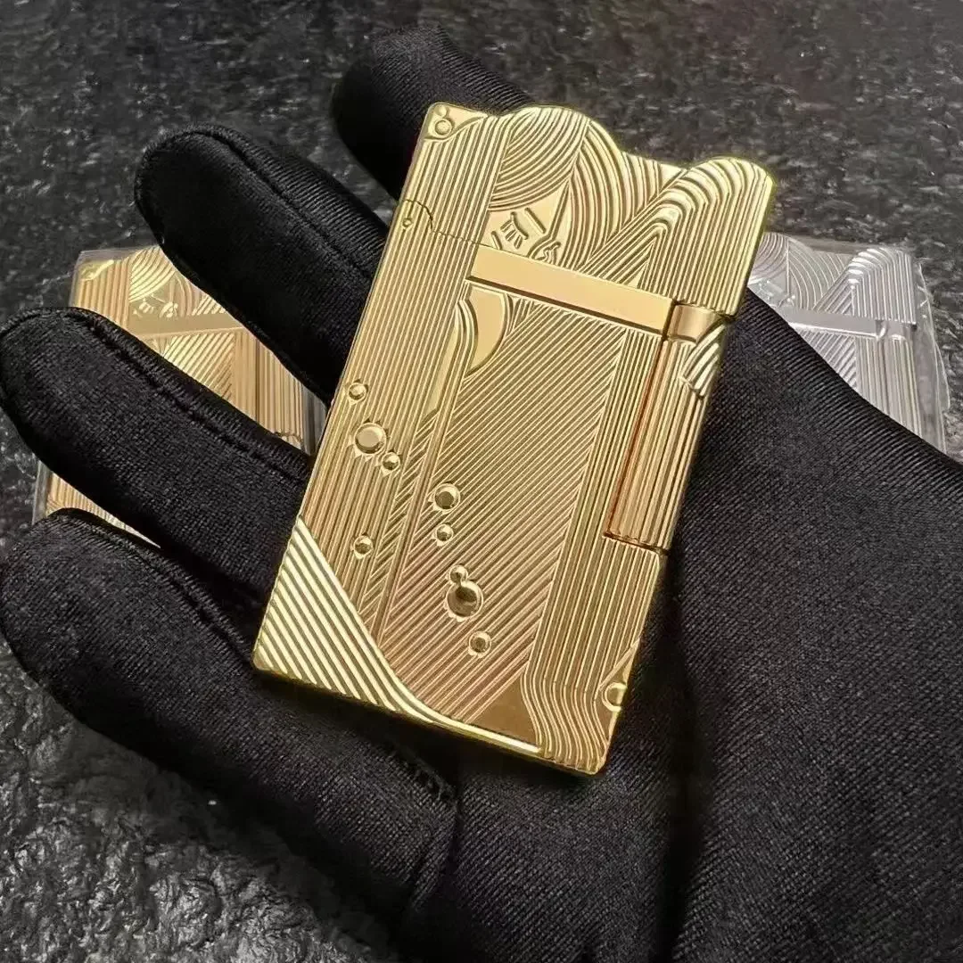 Creative Mermaid Pattern Kerosene Lighter Classic Brass Material Crisp Sound Side Sliding Ignition Exquisite Gift for Men kerosene lighter,cigarette lighter