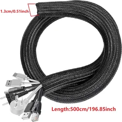 Braided Cable Sleeve Wrap for Wire Protection and Organization (Black 5M)