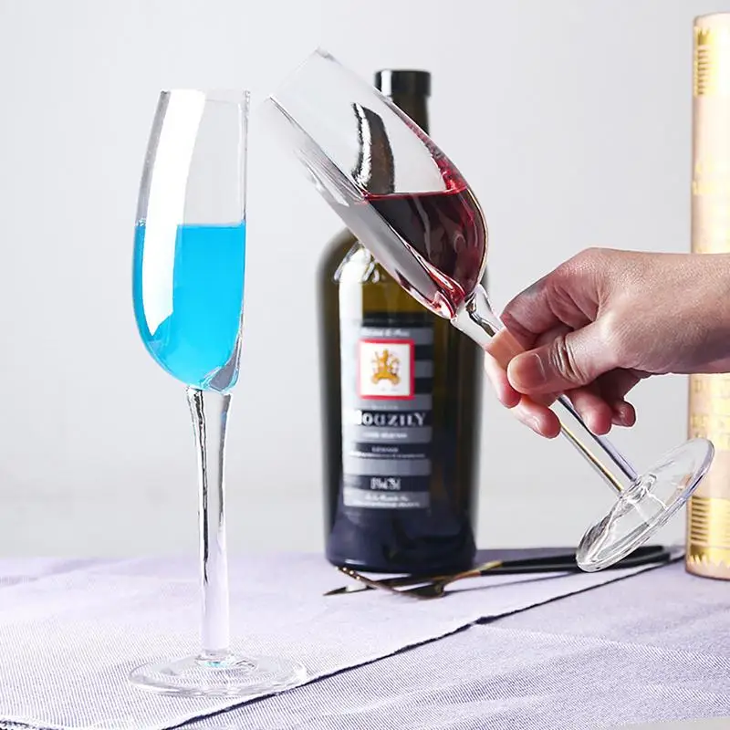 Creative Wine Glass 140ml Half shape Crystal Glass Cups with Stem Portable Wine Cups for Birthday Party Tableware Christmas Gift glass drinkware