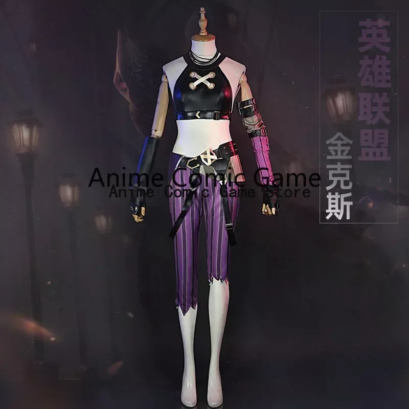 Anime Game LOL Arcane Cosplay Costume Jinx Outfit Shoes Wig Women