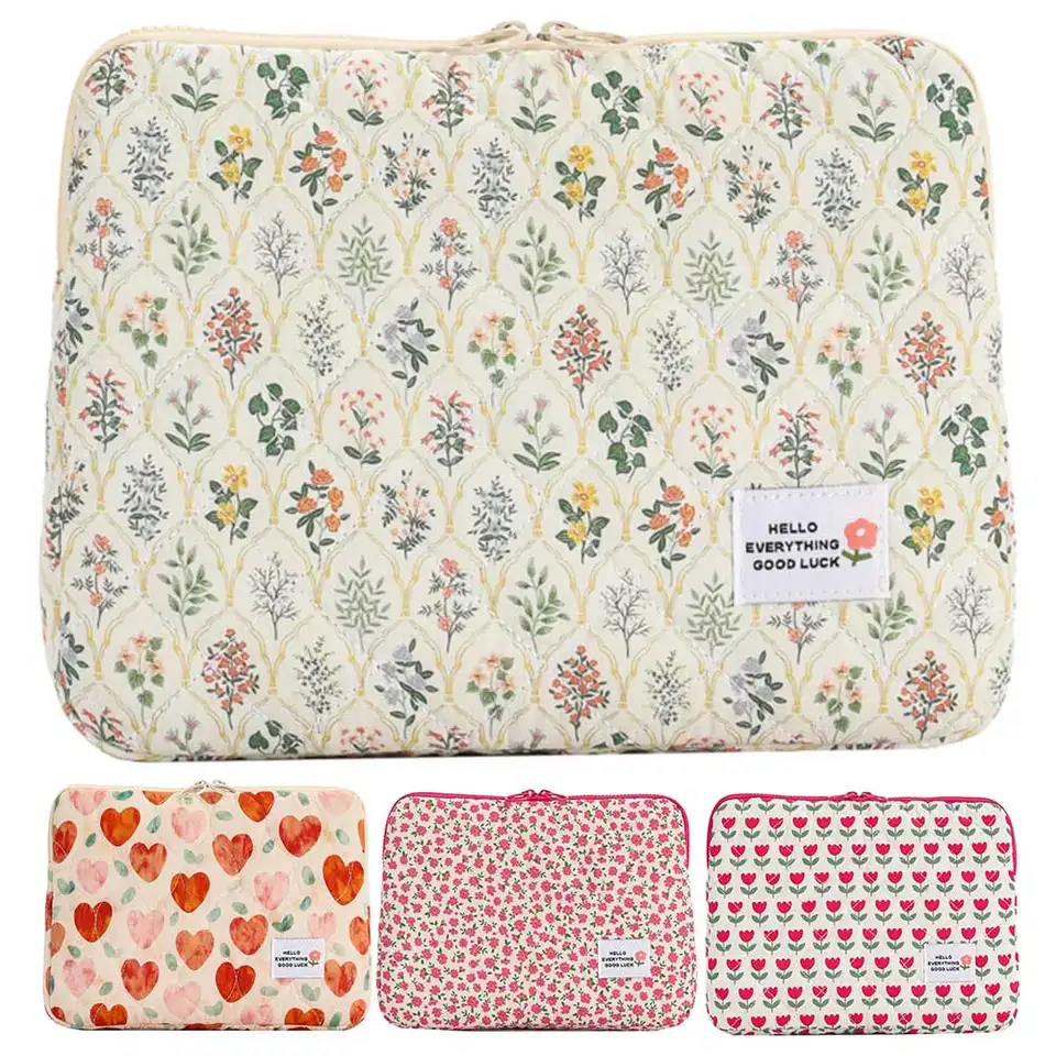 Cute Floral Laptop Sleeve Water Resistant Padded Case