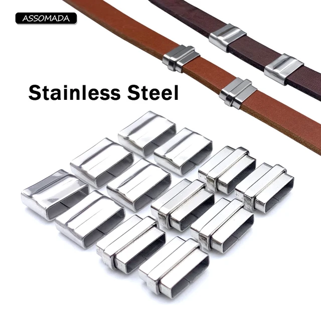 Flat Leather Bracelet Accessories  Stainless Steel Bracelet Spacers - 5pcs  Stainless - Aliexpress