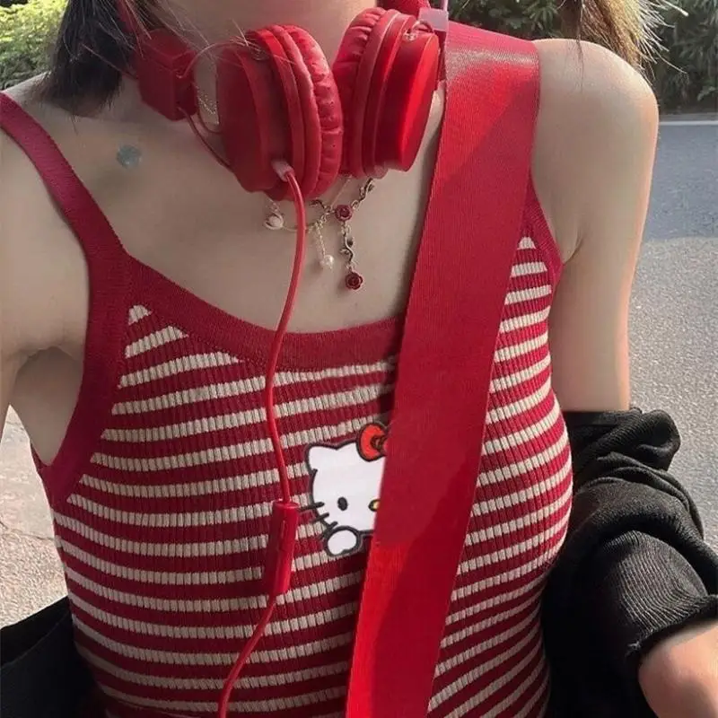 

Y2K кавайная Новинка летняя нижняя рубашка Sanrio милые подтяжки Hellokitty повседневные универсальные милые тонкие топы для девушек