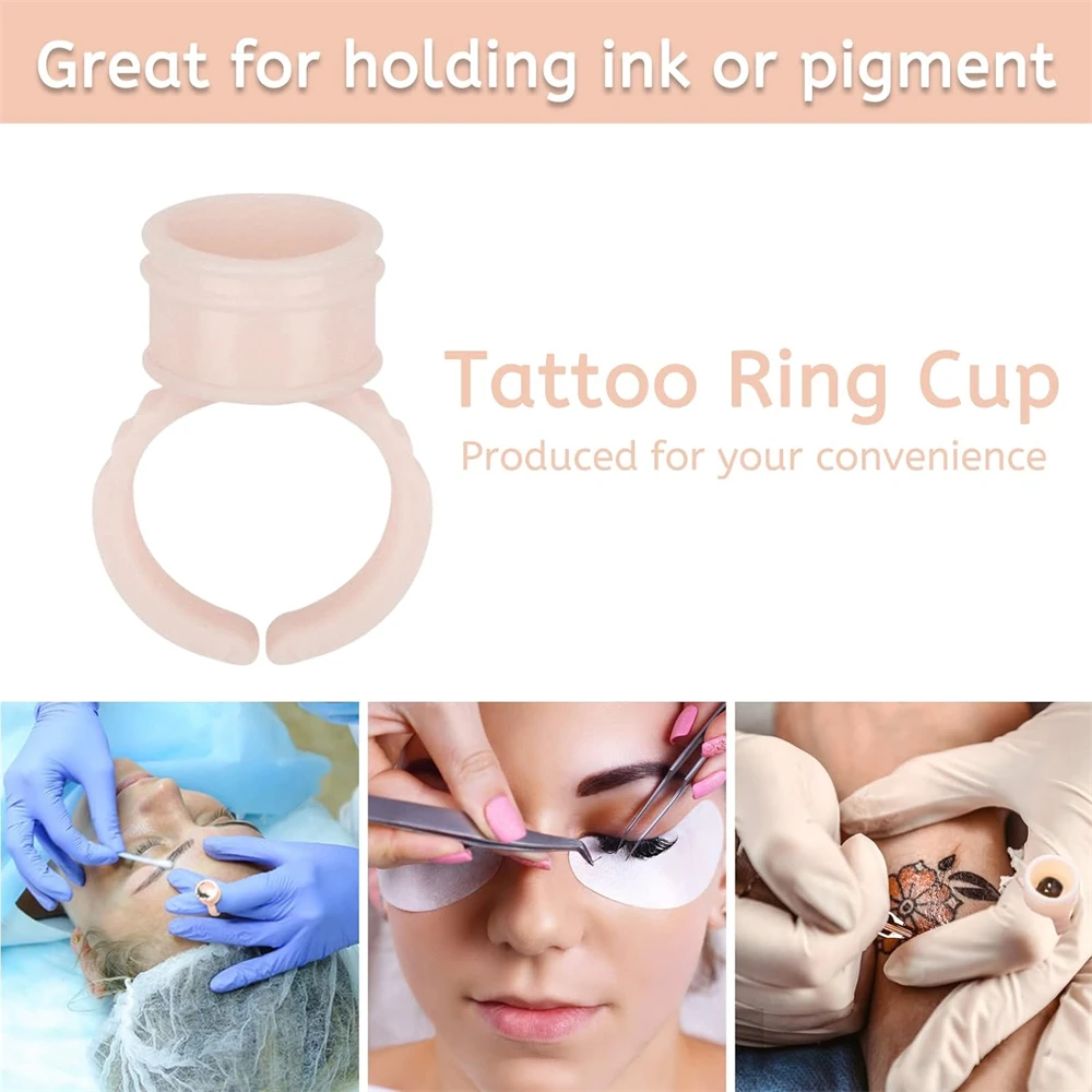 Disposable Ring Tattoo Ink Cups 100/300/500pcs Soft Silicone Pigment Container Portable Microblading Permanent Tattoo Accessory