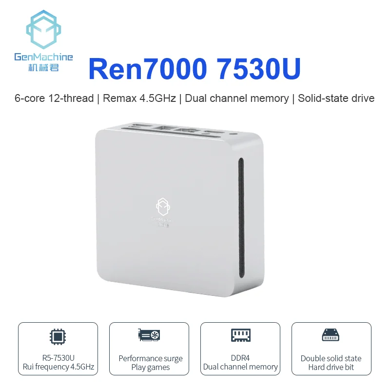 Mini PC Ren7000 7530U, CPU AMD Ryzen 5 7530U, 2.0GHz até 4.5GHz, Suporta Windows 10 11, DDR4 até 64GB, WiFi6, Novo, 2022