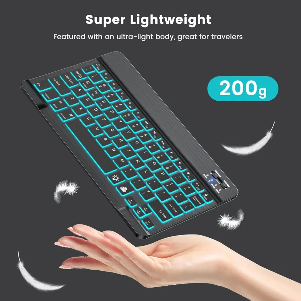 Ultra-Thin Backlit Bluetooth Keyboard and Mouse - Wireless Spanish/French Layout