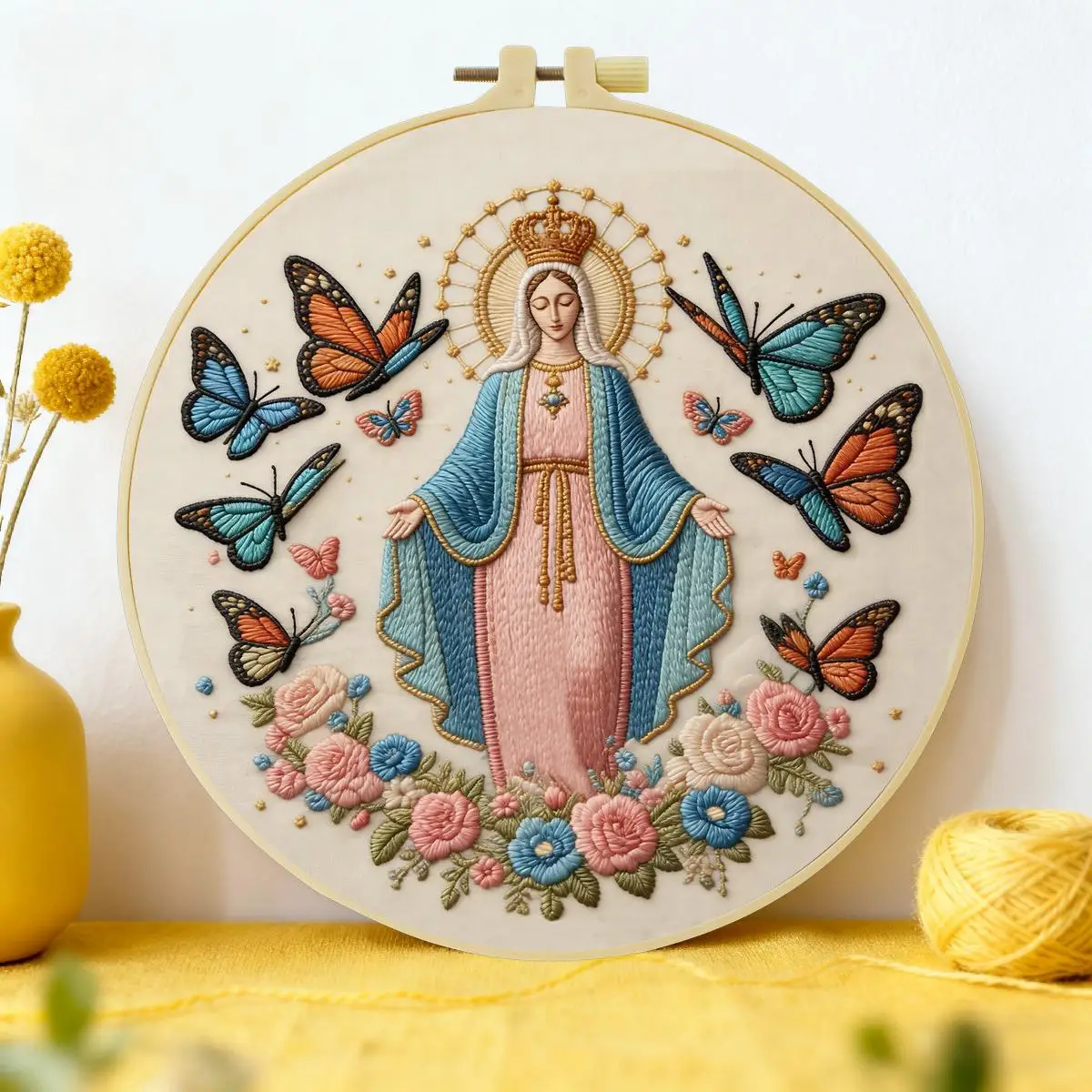 1 Stück 20X20CM/15X15CM 7,87/6,3 Zoll Religiöses Stickerei-Starter-Kit DIY-Kit DIY-Stickerei-Set für Anfänger