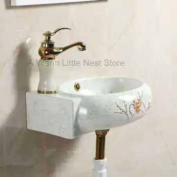 สามเหลี่ยมห้องน้ําอ่างล้างหน้าสีแขวนผนังห้องน้ําอ่างล้างหน้าแขวนผนังขนาดเล็กอ่างล้างหน้าอ่างล้างหน้าเซรามิคอ่างล้างหน้า 1