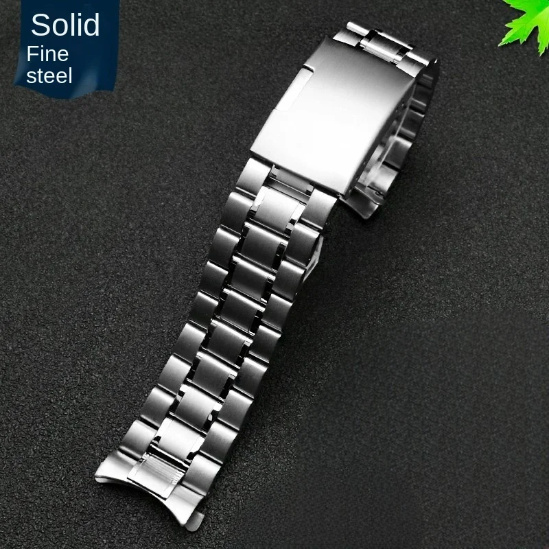 Premium Curved End Stainless Steel Men's Watchband Bracelet - High-Quality Metal, 20mm 22mm