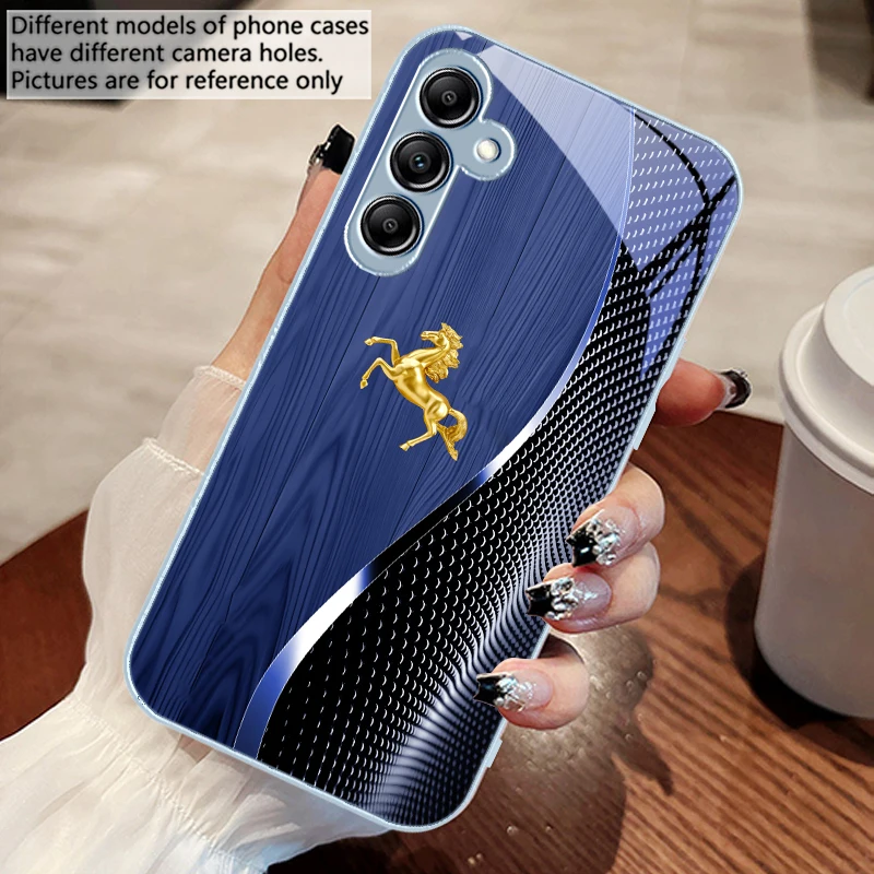 Wood Grain Golden Horse Glass Phone Case