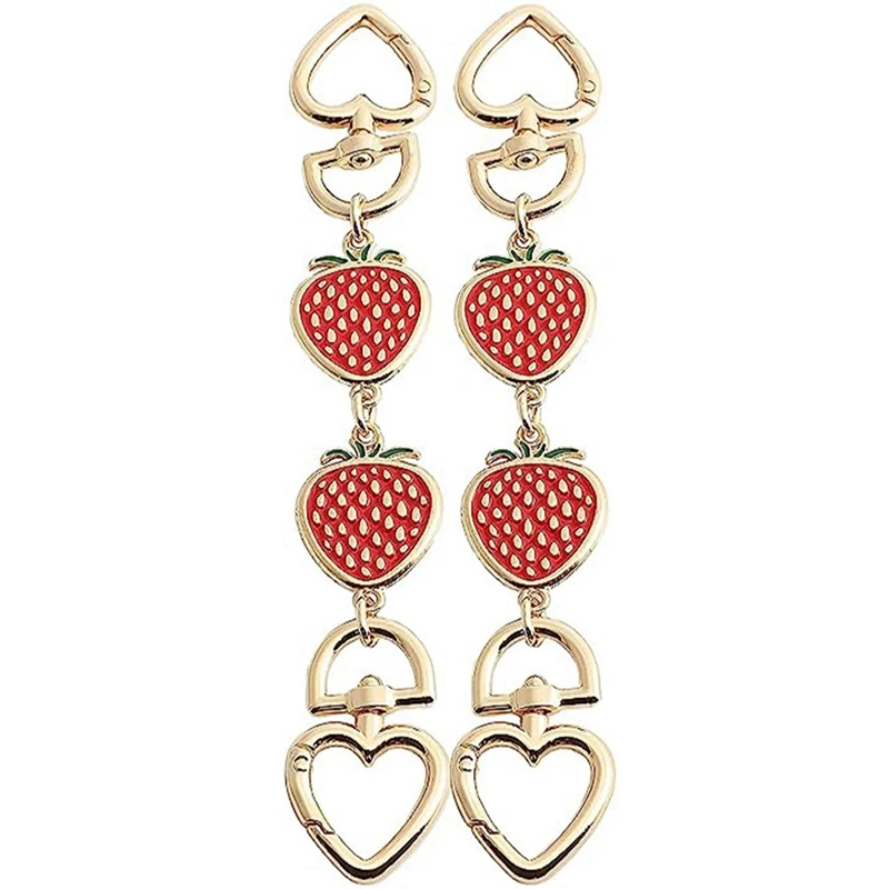 

DOME Purse Chain,Bag Extender Purse Chain Strap For Women Bags Purse Shoulder Belt Chain Red Strawberry Heart 2Pcs