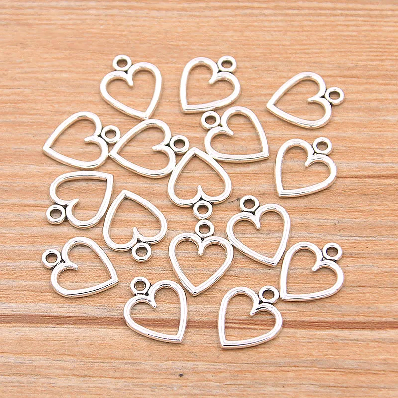10*13mm 3 Color Hollow Hearts Charms Geometry Pendant Metal Alloy DIY Necklace Bracelet Earrings Marking 60PCS,alloy heart charms,metal charm,jewelry charms