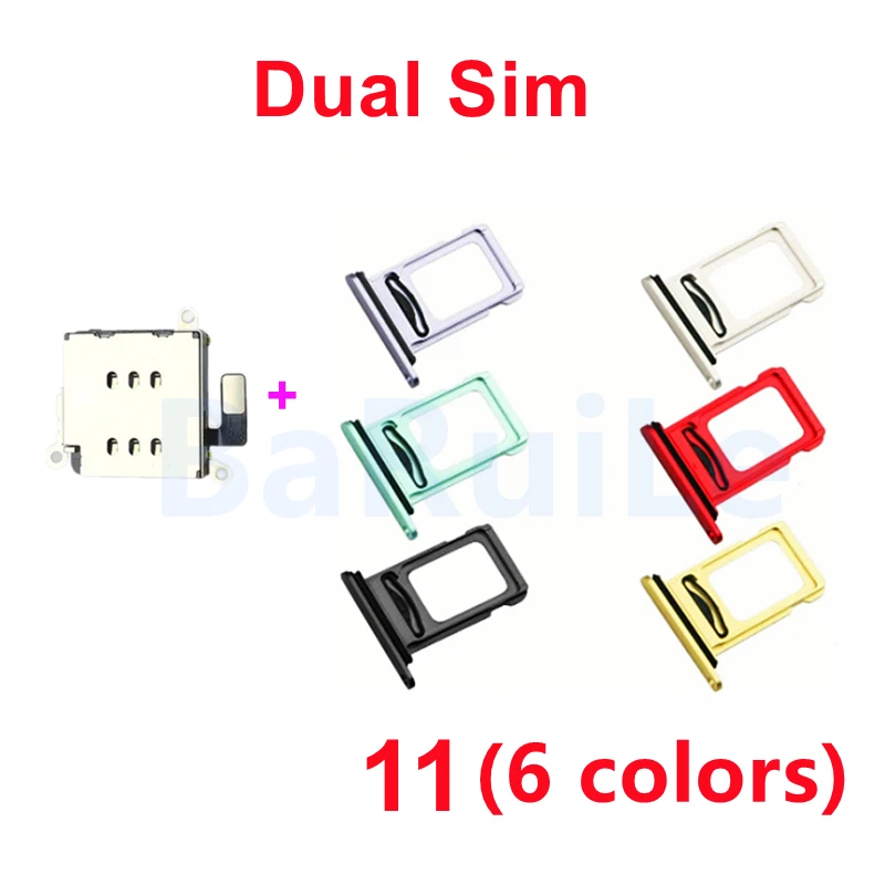 BaRuiLe 5sets For iphone 11 12 14 Pro Max 13 XR Dual Sim Card Reader Adapter + Dual Sim Tray holder For iPhone 14 Plus