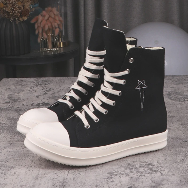 Fashion Men's Casual Shoes Canvas Shoes for Woman Pentagram Embroidery Design Women's Sneakers Lace-up Men's Sneakers 3