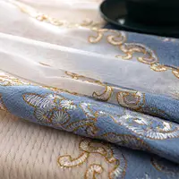 1PC European Style Velvet Window Screen High-end Embroidered Jacquard Translucent Curtain 1