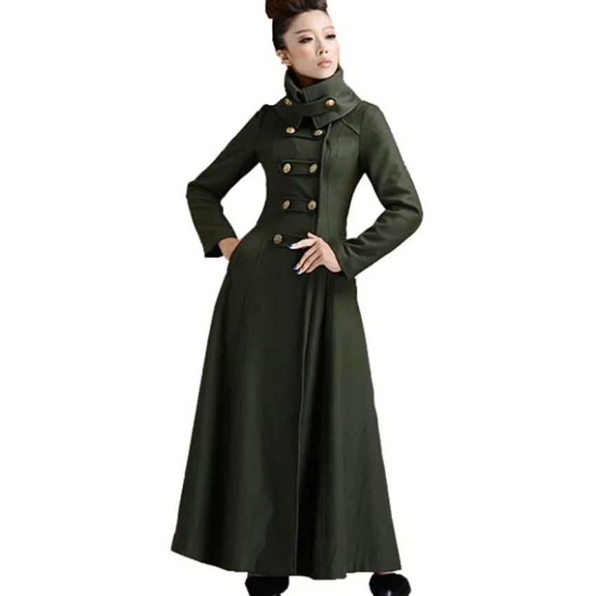 

Double Breasted Woolen Coat Women Military Winter Thickening Stand Collar Warm Wool Blends Ourwear