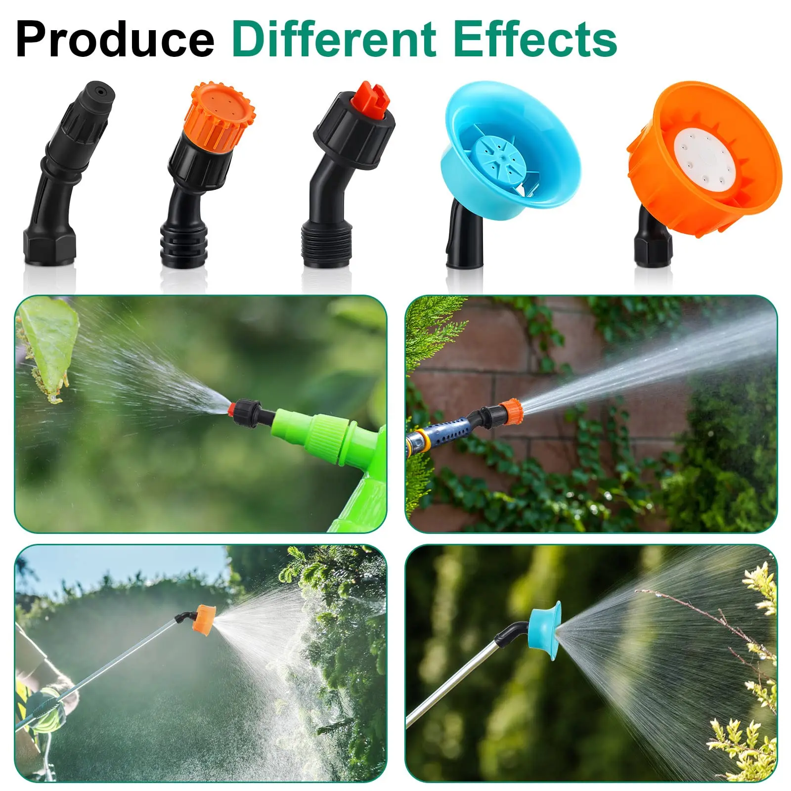 9pcs Garden Spray Nozzles Kit Single/Double/Three Solid Brass for Backpack Sprinkling