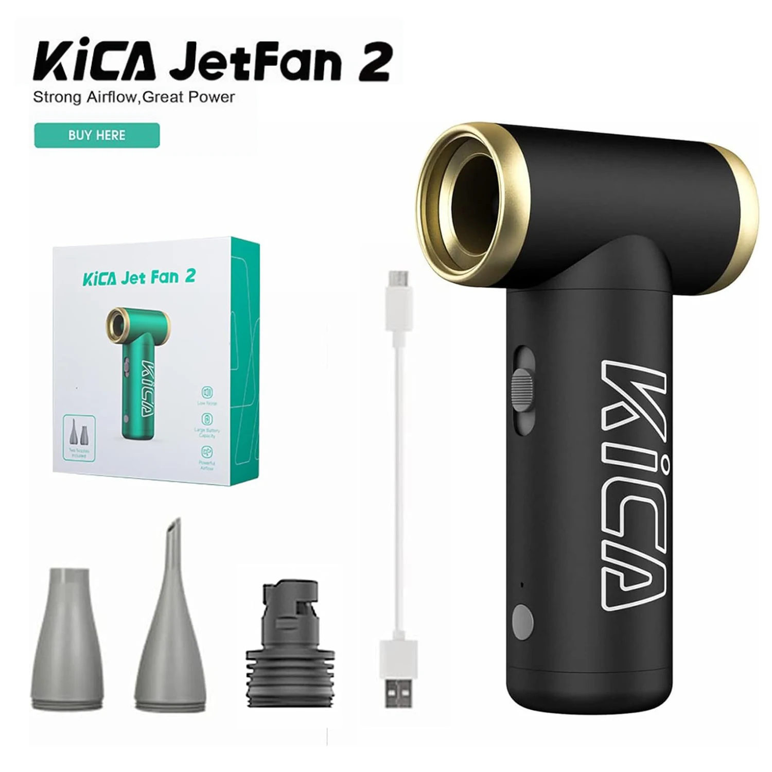 KICA Jet Fan 2 Portable Cordless Computer Keyboard Cleaner 100000RPM KICA Jetfan 2 Compresse Air Duster Electric Air Dust Blower electric air duster