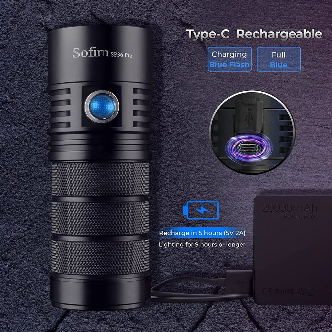 SOFIRN SP36 Pro Anduril 4*SST40 Powerful 8000LM LED Flashlight USB-C Rechargeable 18650 Torch Super Bright Lantern — view 2