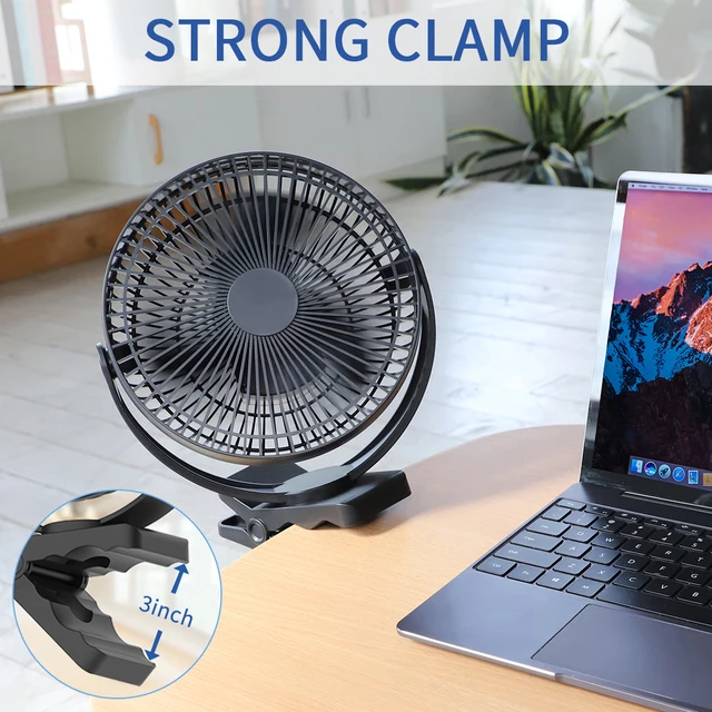 Rechargeable Desk Fan,10000mAh Battery Operated Clip on Fan,Air Circulating USB Fan for Office Car Home Outdoor Stroller 1