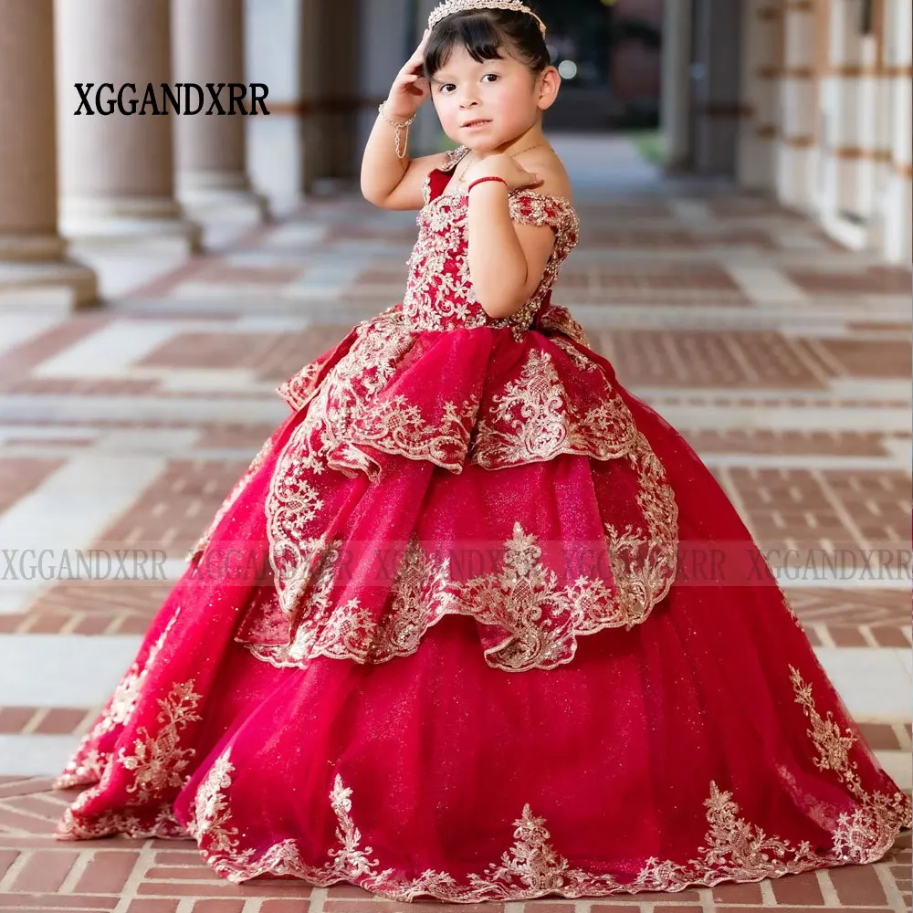 Custom Made Wine Red Flower Girl Dresses 2026 Saudi Arab Style Mini  Quinceanera Dress Little Girl Princess Birthday Party Gown - AliExpress 320