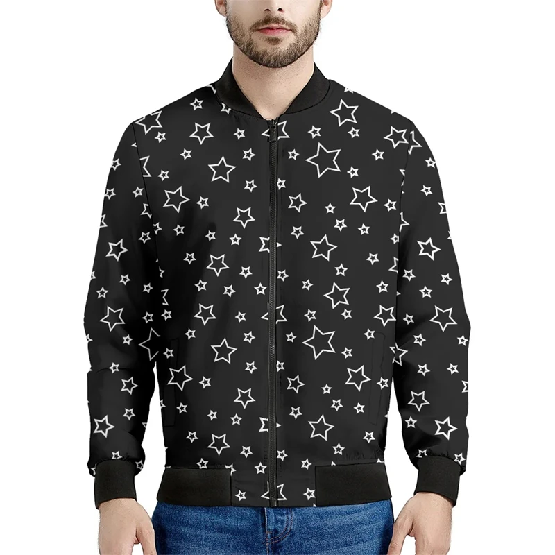 thumbnail image 1 of Chaqueta bomber de primavera y otoño para hombre con estampado 3D de estrella de cinco puntas y cremallera por todas partes, chándal unisex, chaqueta informal con cremallera, ropa 6XL, 1 of 5