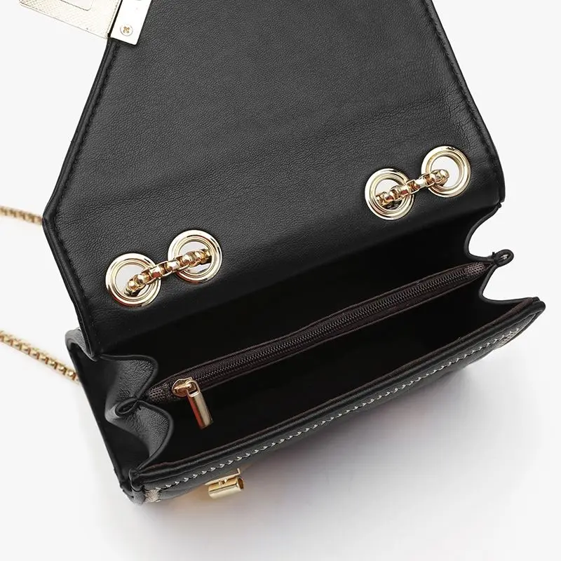 Geometric Chain Bag Women Shoulder Bags Leather Luxury Designer