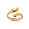 Bagues en acier inoxydable 316L pour femmes, couleur or, anneau ouvert géométrique multicouche, Vintage, étanche, bijoux esthétiques de mariage, cadeau